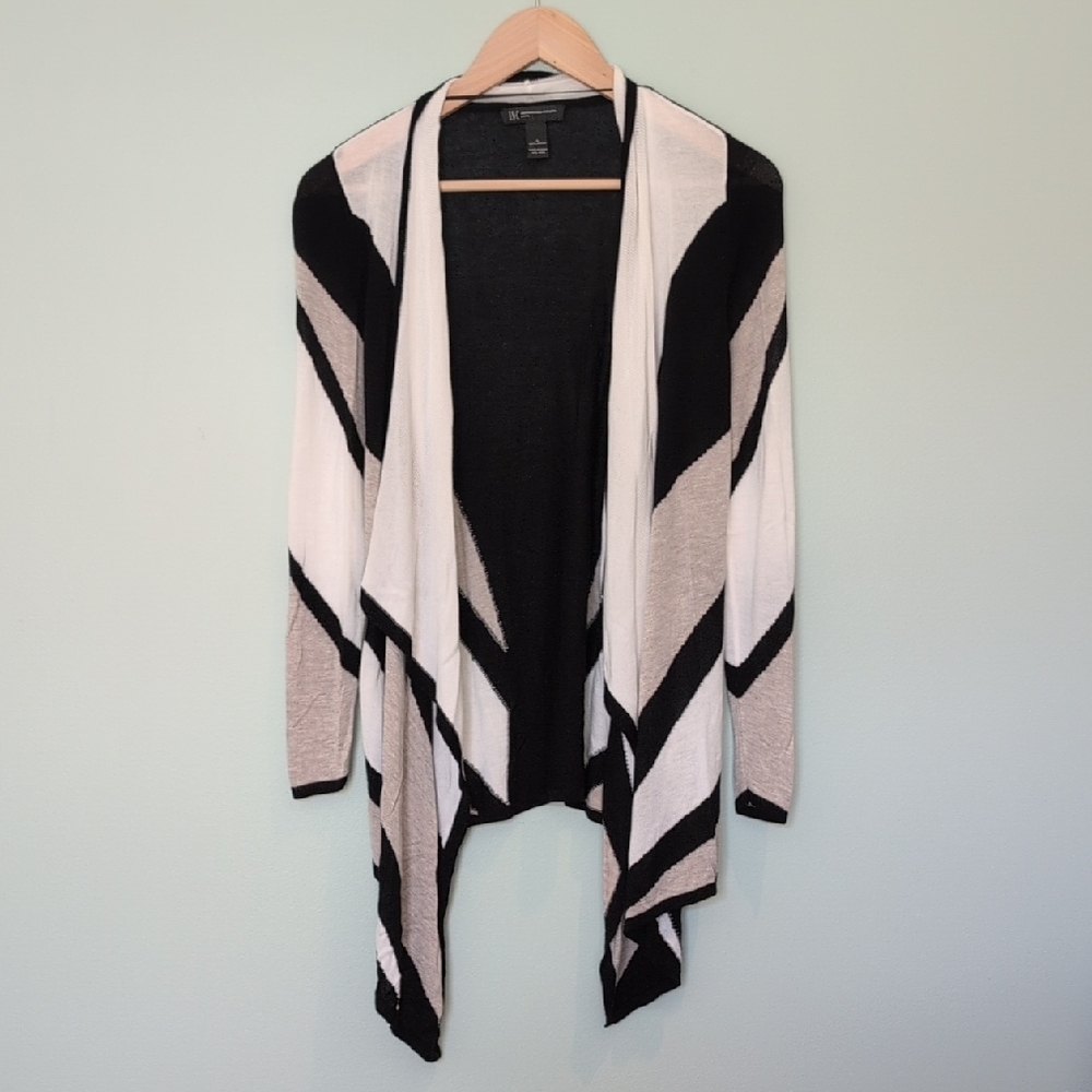 Black, Cream, & Tan Open Front Cardigan
